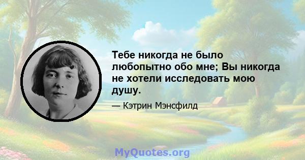 Тебе никогда не было любопытно обо мне; Вы никогда не хотели исследовать мою душу.