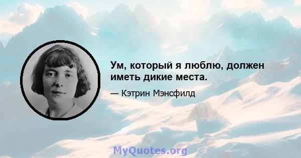 Ум, который я люблю, должен иметь дикие места.