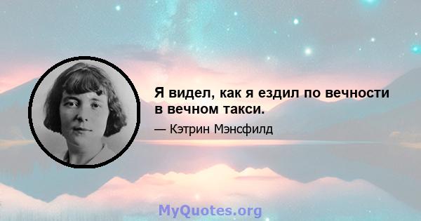 Я видел, как я ездил по вечности в вечном такси.