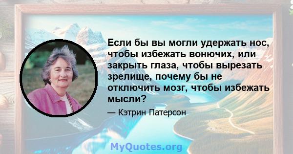 Если бы вы могли удержать нос, чтобы избежать вонючих, или закрыть глаза, чтобы вырезать зрелище, почему бы не отключить мозг, чтобы избежать мысли?