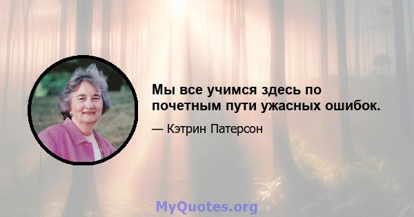 Мы все учимся здесь по почетным пути ужасных ошибок.