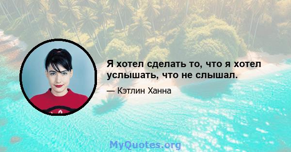 Я хотел сделать то, что я хотел услышать, что не слышал.