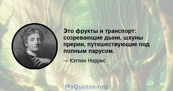 Это фрукты и транспорт: созревающие дыни, шхуны прерии, путешествующие под полным парусом.