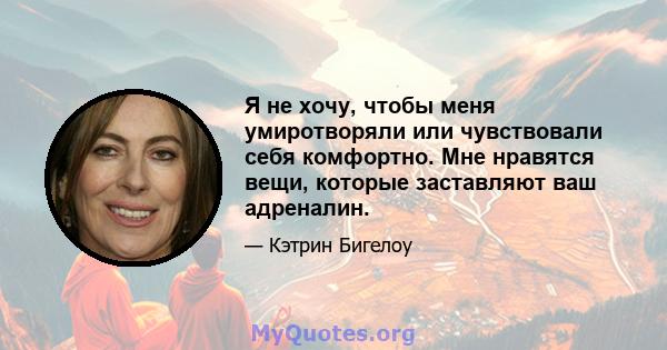 Я не хочу, чтобы меня умиротворяли или чувствовали себя комфортно. Мне нравятся вещи, которые заставляют ваш адреналин.