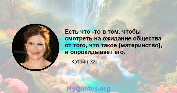 Есть что -то в том, чтобы смотреть на ожидание общества от того, что такое [материнство], и опрокидывает его.