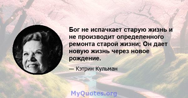 Бог не испачкает старую жизнь и не производит определенного ремонта старой жизни; Он дает новую жизнь через новое рождение.