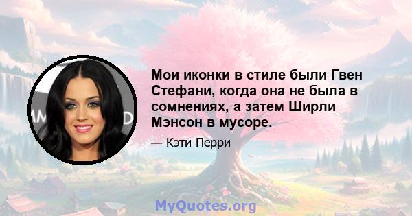 Мои иконки в стиле были Гвен Стефани, когда она не была в сомнениях, а затем Ширли Мэнсон в мусоре.