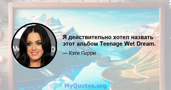 Я действительно хотел назвать этот альбом Teenage Wet Dream.