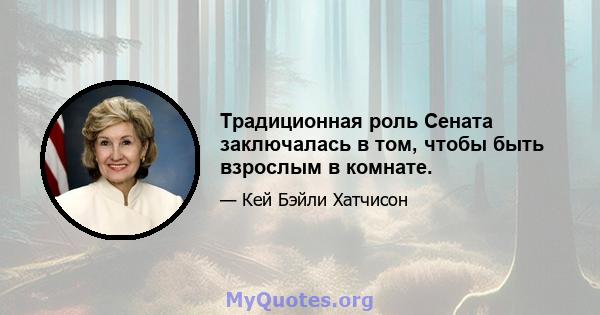 Традиционная роль Сената заключалась в том, чтобы быть взрослым в комнате.