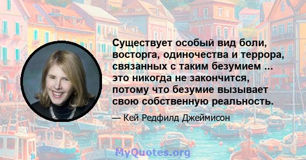 Существует особый вид боли, восторга, одиночества и террора, связанных с таким безумием ... это никогда не закончится, потому что безумие вызывает свою собственную реальность.