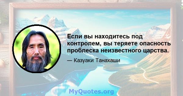 Если вы находитесь под контролем, вы теряете опасность проблеска неизвестного царства.