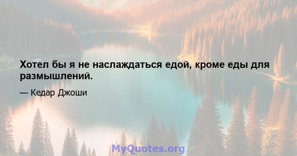 Хотел бы я не наслаждаться едой, кроме еды для размышлений.