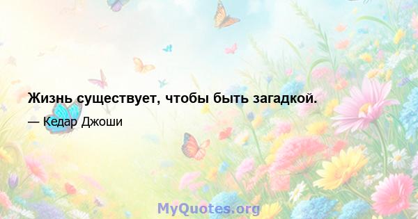 Жизнь существует, чтобы быть загадкой.