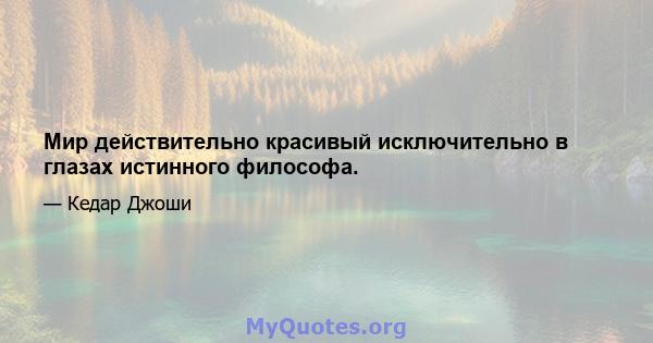 Мир действительно красивый исключительно в глазах истинного философа.