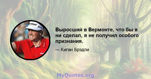 Выросший в Вермонте, что бы я ни сделал, я не получил особого признания.