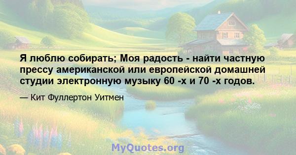 Я люблю собирать; Моя радость - найти частную прессу американской или европейской домашней студии электронную музыку 60 -х и 70 -х годов.