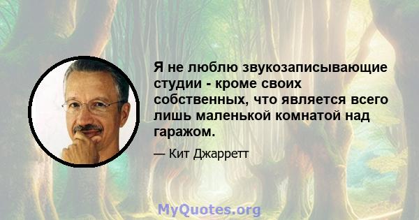 Я не люблю звукозаписывающие студии - кроме своих собственных, что является всего лишь маленькой комнатой над гаражом.