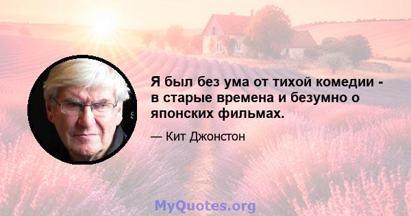 Я был без ума от тихой комедии - в старые времена и безумно о японских фильмах.