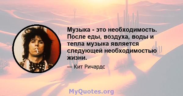 Музыка - это необходимость. После еды, воздуха, воды и тепла музыка является следующей необходимостью жизни.