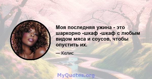 Моя последняя ужина - это шаркорно -шкаф -шкаф с любым видом мяса и соусов, чтобы опустить их.