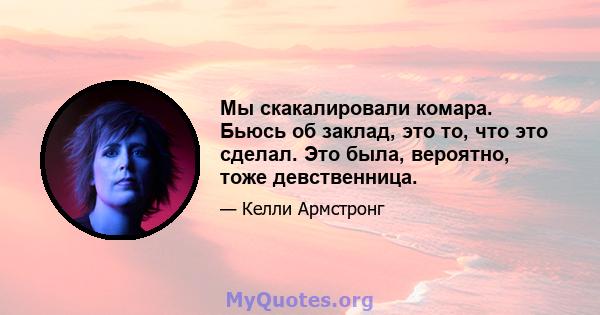 Мы скакалировали комара. Бьюсь об заклад, это то, что это сделал. Это была, вероятно, тоже девственница.