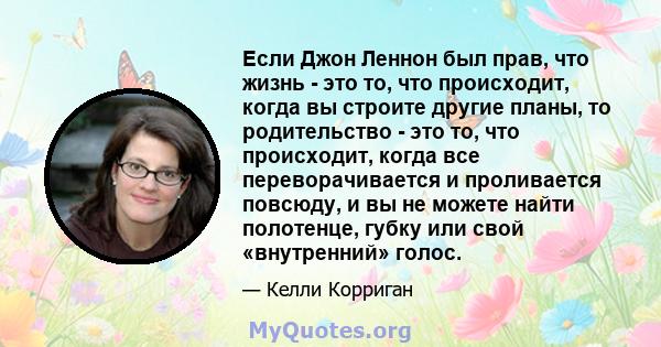 Если Джон Леннон был прав, что жизнь - это то, что происходит, когда вы строите другие планы, то родительство - это то, что происходит, когда все переворачивается и проливается повсюду, и вы не можете найти полотенце,