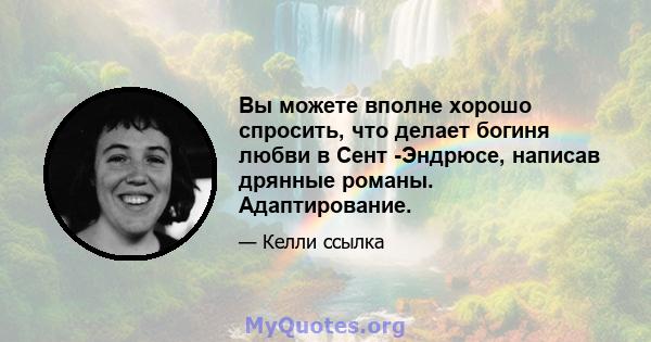 Вы можете вполне хорошо спросить, что делает богиня любви в Сент -Эндрюсе, написав дрянные романы. Адаптирование.