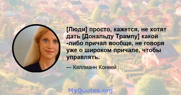 [Люди] просто, кажется, не хотят дать [Дональду Трампу] какой -либо причал вообще, не говоря уже о широком причале, чтобы управлять.