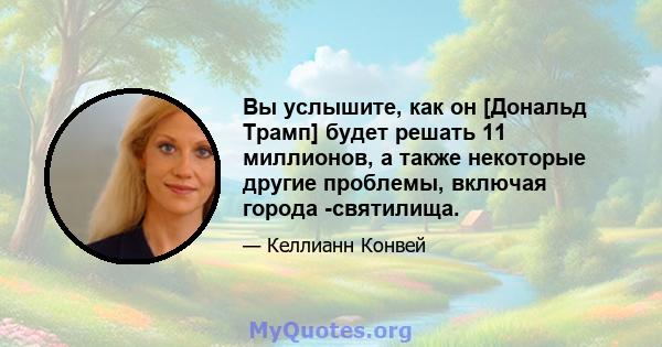 Вы услышите, как он [Дональд Трамп] будет решать 11 миллионов, а также некоторые другие проблемы, включая города -святилища.