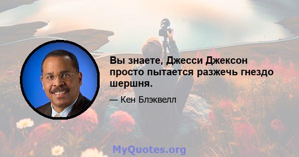 Вы знаете, Джесси Джексон просто пытается разжечь гнездо шершня.