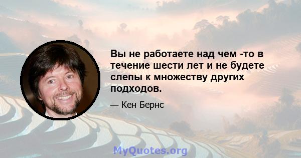 Вы не работаете над чем -то в течение шести лет и не будете слепы к множеству других подходов.