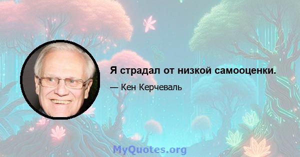 Я страдал от низкой самооценки.