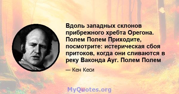 Вдоль западных склонов прибрежного хребта Орегона. Полем Полем Приходите, посмотрите: истерическая сбоя притоков, когда они сливаются в реку Ваконда Ауг. Полем Полем