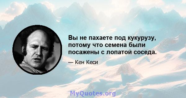 Вы не пахаете под кукурузу, потому что семена были посажены с лопатой соседа.