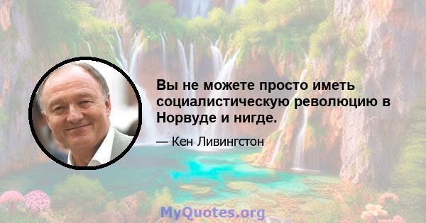 Вы не можете просто иметь социалистическую революцию в Норвуде и нигде.