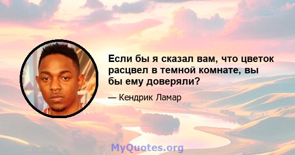 Если бы я сказал вам, что цветок расцвел в темной комнате, вы бы ему доверяли?