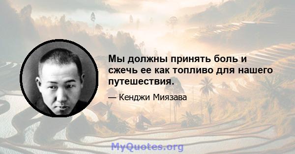 Мы должны принять боль и сжечь ее как топливо для нашего путешествия.