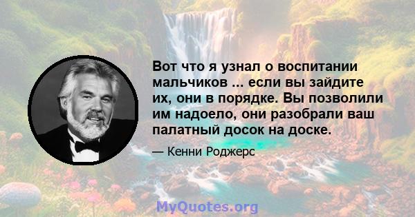 Вот что я узнал о воспитании мальчиков ... если вы зайдите их, они в порядке. Вы позволили им надоело, они разобрали ваш палатный досок на доске.