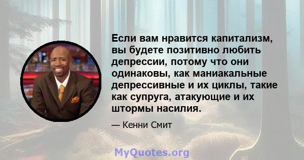 Если вам нравится капитализм, вы будете позитивно любить депрессии, потому что они одинаковы, как маниакальные депрессивные и их циклы, такие как супруга, атакующие и их штормы насилия.