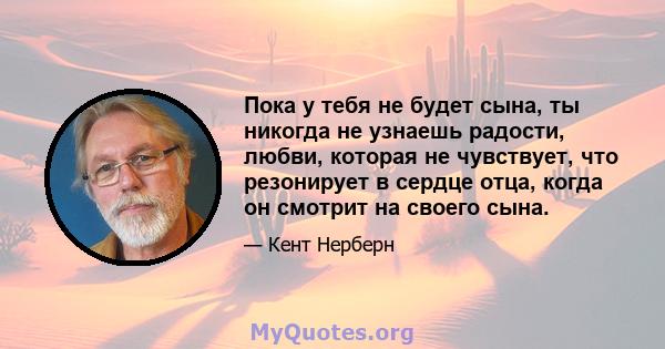 Пока у тебя не будет сына, ты никогда не узнаешь радости, любви, которая не чувствует, что резонирует в сердце отца, когда он смотрит на своего сына.