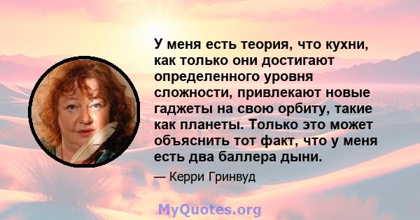 У меня есть теория, что кухни, как только они достигают определенного уровня сложности, привлекают новые гаджеты на свою орбиту, такие как планеты. Только это может объяснить тот факт, что у меня есть два баллера дыни.