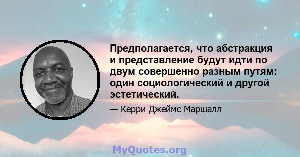 Предполагается, что абстракция и представление будут идти по двум совершенно разным путям: один социологический и другой эстетический.