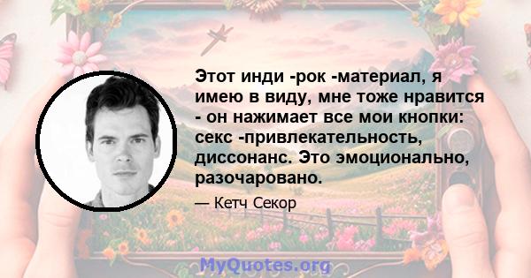 Этот инди -рок -материал, я имею в виду, мне тоже нравится - он нажимает все мои кнопки: секс -привлекательность, диссонанс. Это эмоционально, разочаровано.