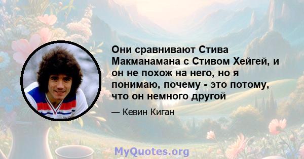 Они сравнивают Стива Макманамана с Стивом Хейгей, и он не похож на него, но я понимаю, почему - это потому, что он немного другой