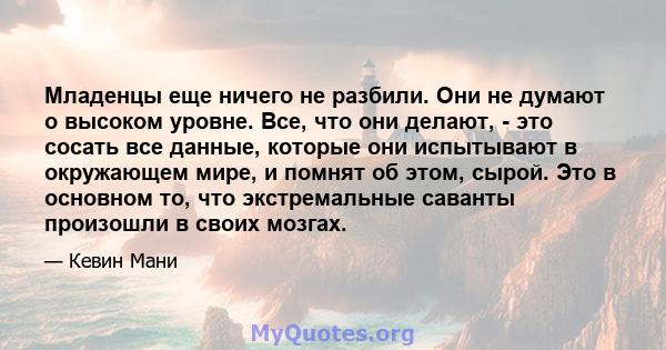 Младенцы еще ничего не разбили. Они не думают о высоком уровне. Все, что они делают, - это сосать все данные, которые они испытывают в окружающем мире, и помнят об этом, сырой. Это в основном то, что экстремальные