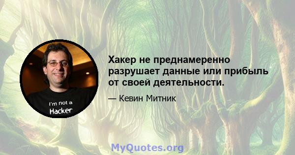 Хакер не преднамеренно разрушает данные или прибыль от своей деятельности.