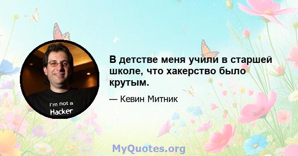 В детстве меня учили в старшей школе, что хакерство было крутым.