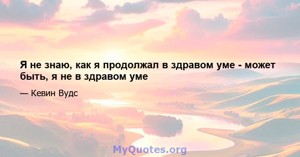 Я не знаю, как я продолжал в здравом уме - может быть, я не в здравом уме