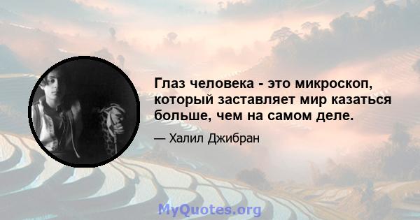 Глаз человека - это микроскоп, который заставляет мир казаться больше, чем на самом деле.