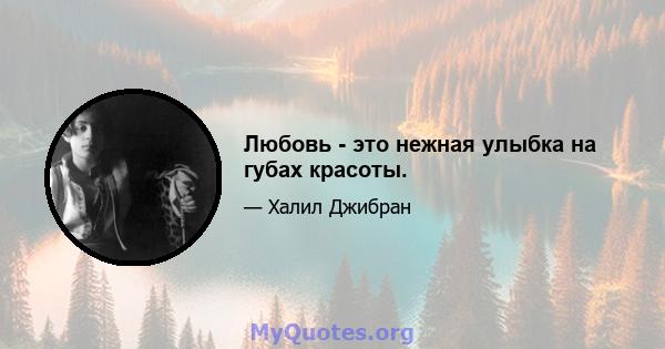 Любовь - это нежная улыбка на губах красоты.